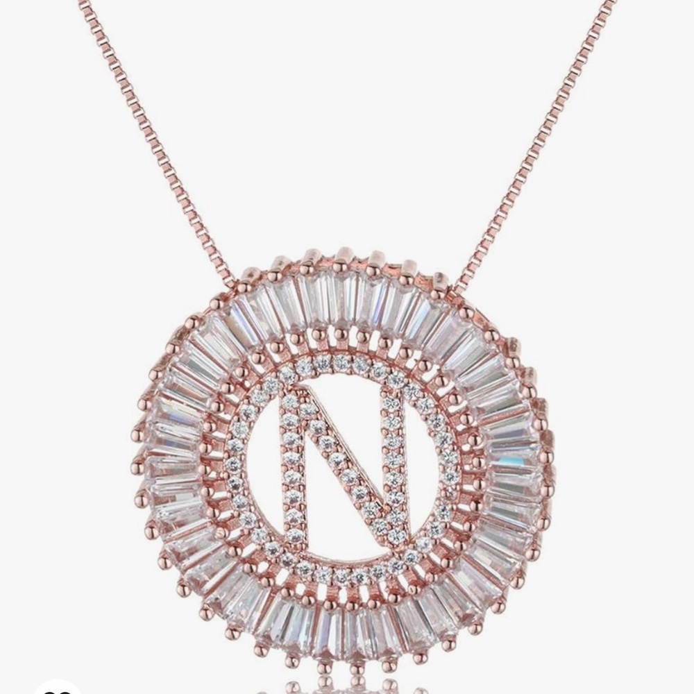 NWT Rose Gold Pendant Necklace “N”Charm Initial Necklace